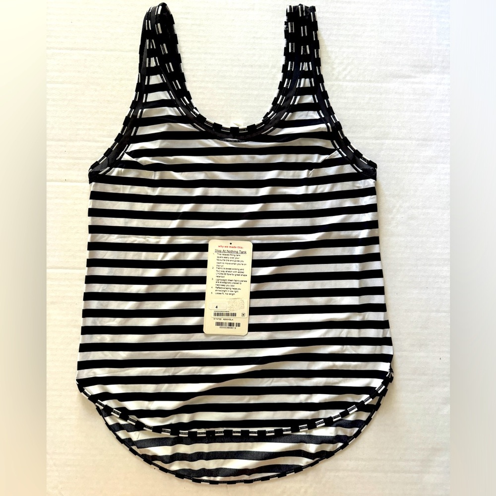 Lululemon Stop At Nothing Tank Black White Stripe Women’s Size 4